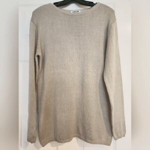 Chico's Silk Knit Sweater. Beige. Size L. Crew Neck. Long sleeve